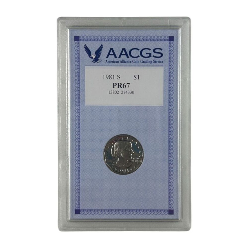 1981 S Proof Susan B. Anthony Dollar PR67 AACGS Graded